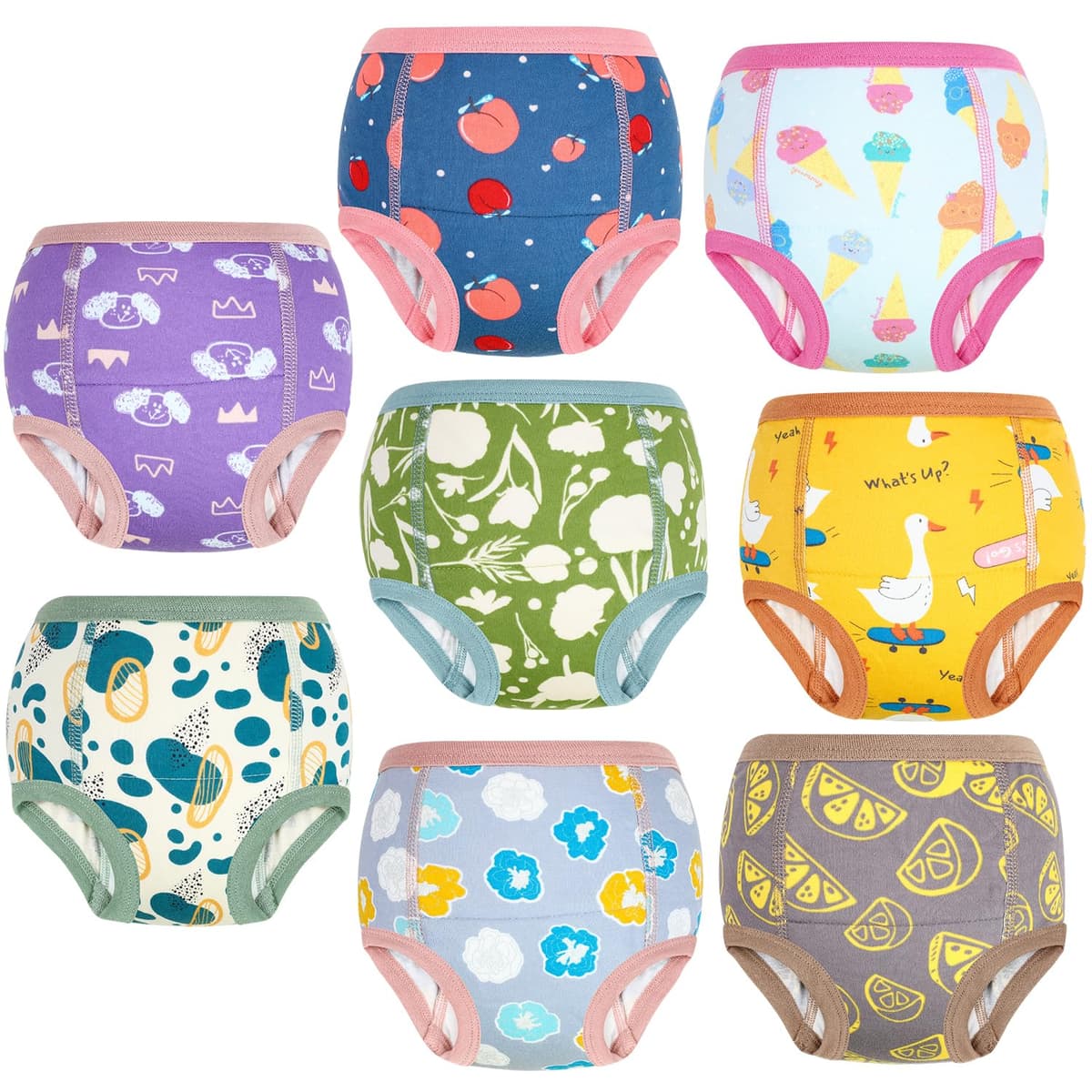 MOEMOE BABY Potty Training Pants,Toddler Training underwear,Toilet Training Pants Cotton for Girls,8 pack,Pink,2 Years
