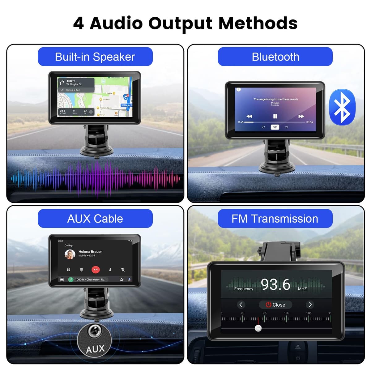 Wireless CarPlay Screen for Car, 7” HD Touch Android Auto Car Play Screen Portable Car Stereo Live Navigation Bluetooth Mirror Link Music, Video, Player Siri, GPS, FM, AUX, AirPlay — view 5