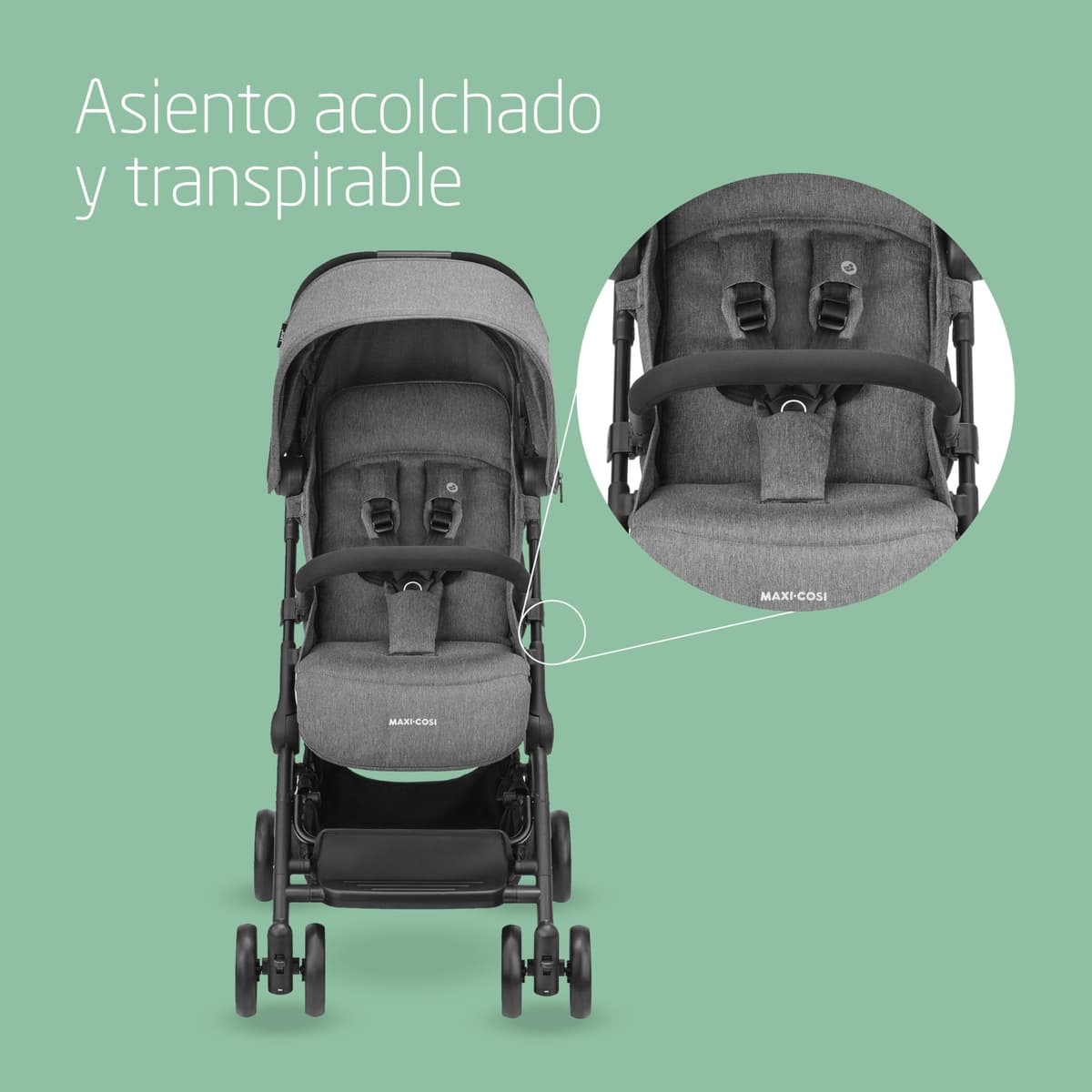 Maxi-Cosi Lara2, Silla de Paseo Ligera, 0-4 años, 0-22 kg, Silla Paseo Bebe Compacta, 3 Reclinaciones, Reclinación Total, Plegado Automático, Bandolera, Select Grey — view 5