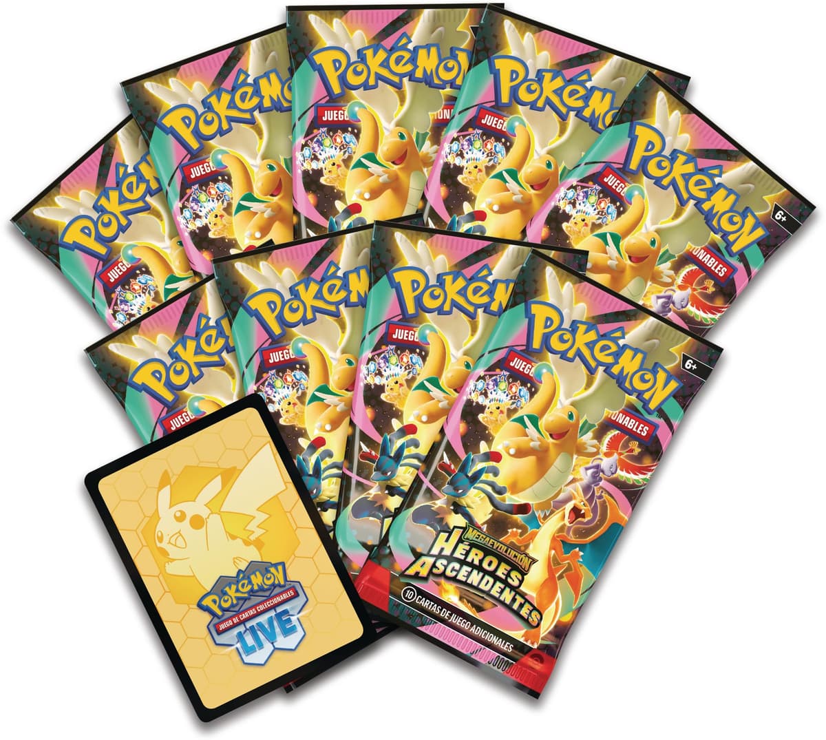 Pokémon: Caja de Entrenador Élite de Megaevolución-Héroes Ascendentes (1 Carta de promoción con ilustración expandida, 9 Sobres de Mejora y Accesorios prémium) — view 5