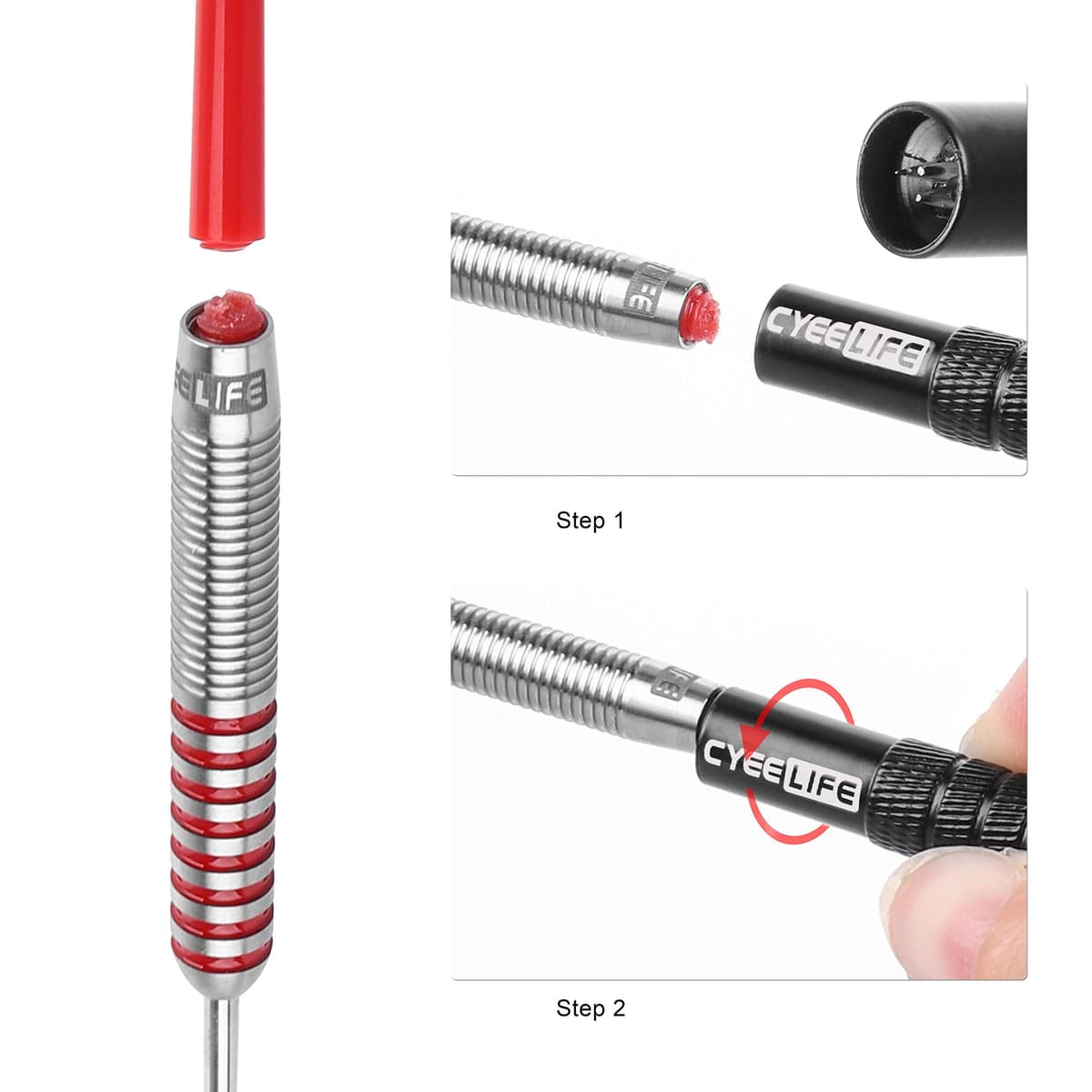 CyeeLife Dart Extractor Tool para vástagos rotos y puntas,Herramientas de dardos para accesorios de plástico — view 3
