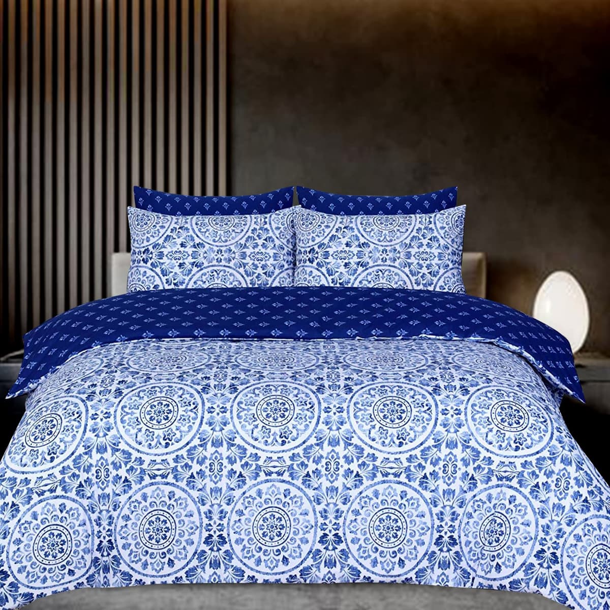 DTEX HOMES Double Duvet Set 100% Pure Cotton Reversible Printed Hotel Quality Duvet Cover Ultra Soft Easy Care double bedding Set Super Soft and Luxury Duvet Cover Sets (Balia Silver) — view 10