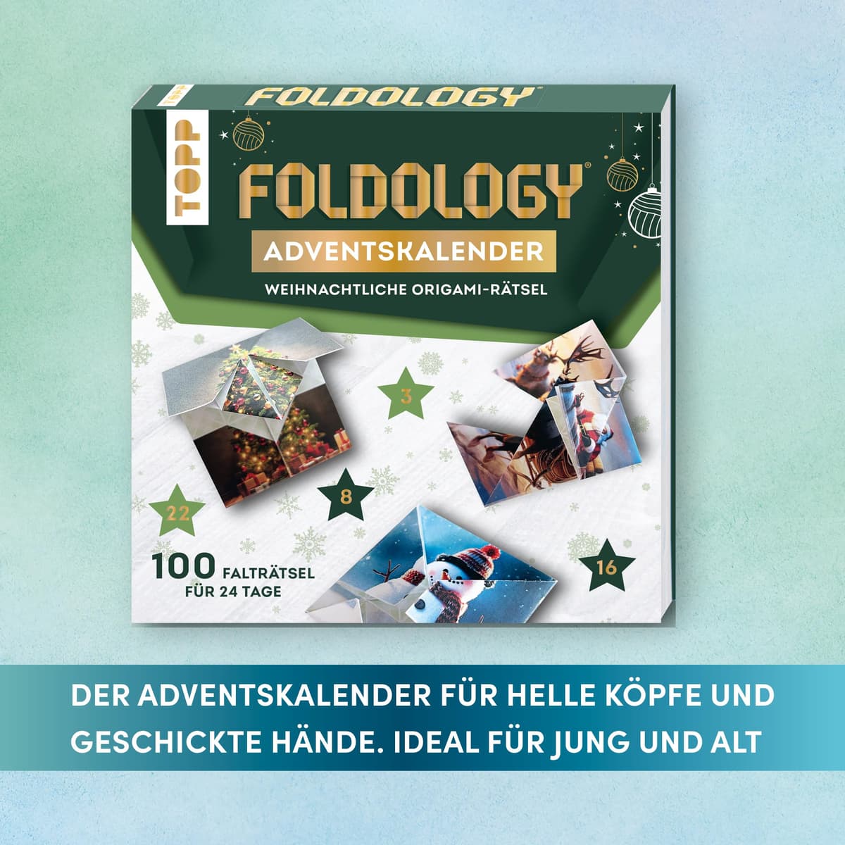 Foldology – El Calendario de adviento de Rompecabezas de Origami. Varios Rompecabezas Plegables únicos para Cada día de Adviento. Calendario de Adviento para Mentes Brillantes y Manos hábiles. Ideal — view 2