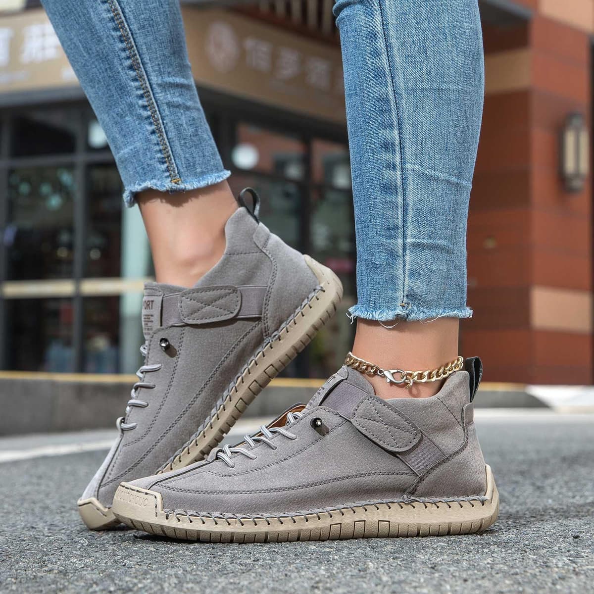 Genérico Zapatillas ortopédicas cómodas, zapatos unisex de cuero hechos a mano, botas suaves y cómodas con soporte — view 3