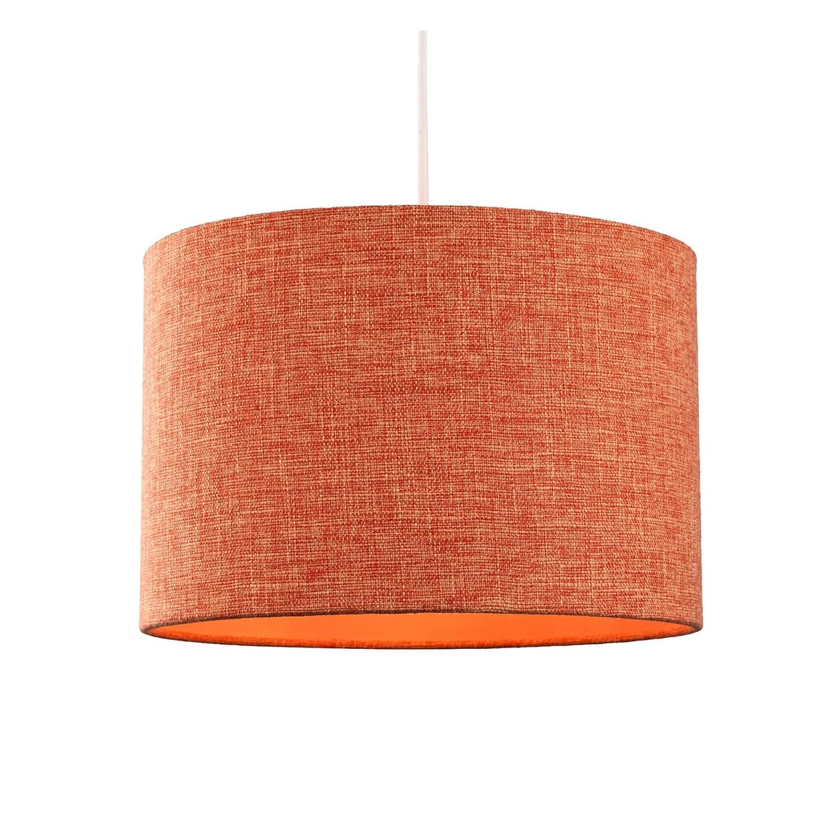 Contemporary and Sleek 12 Inch Rustic Orange Linen Fabric Drum Lamp Shade 60w Maximum | 30cm Diameter | for Table Lamp or Pendant by Happy Homewares — view 2