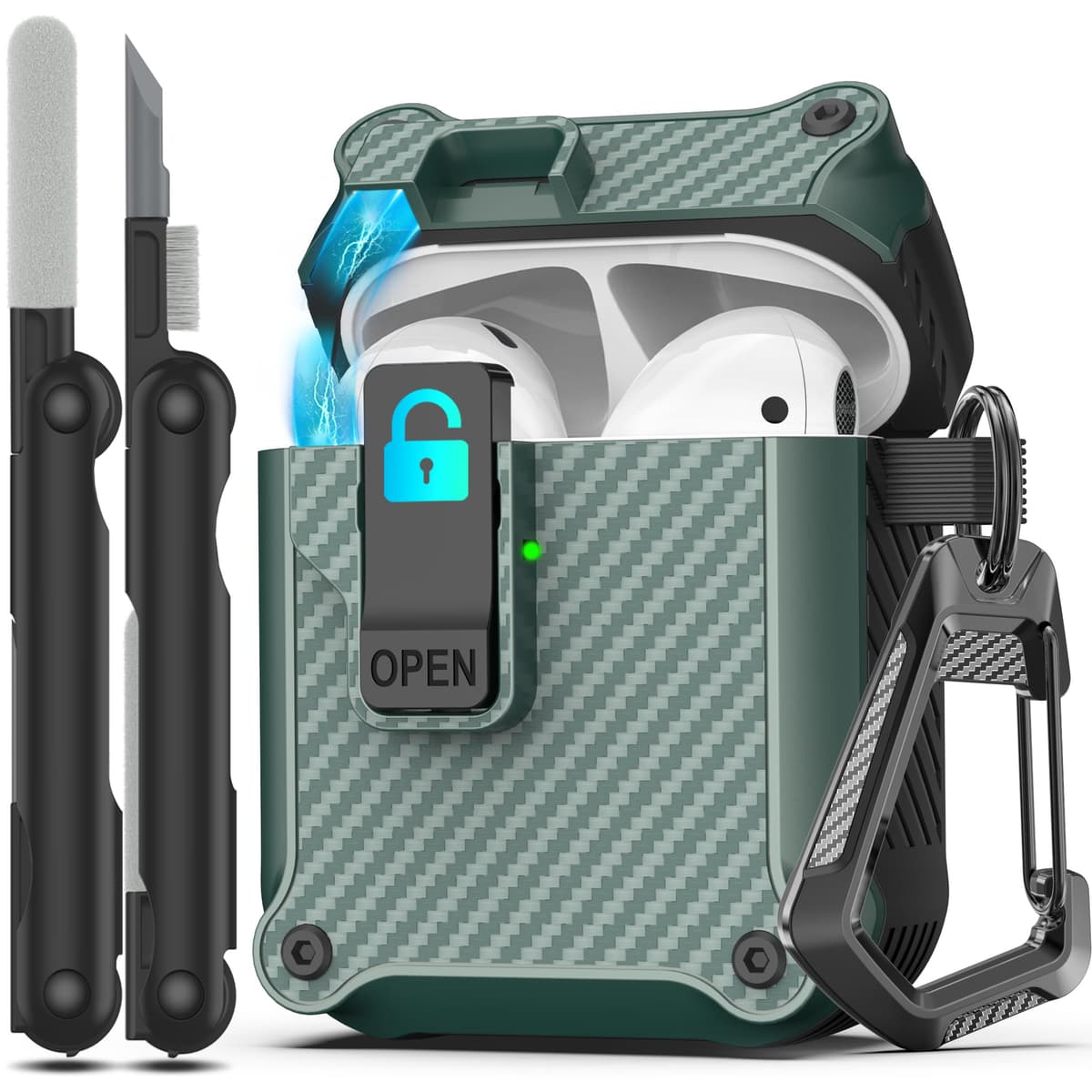RFUNGUANGO Compatible con Airpods 4 Estuche (2024) con Kit de Limpieza, Clip de Bloqueo Seguro y Estuche de Protección a Prueba de Golpes para Airpods 4ta Generación Lanzamiento 2024,Cielo Estrellado — view 50