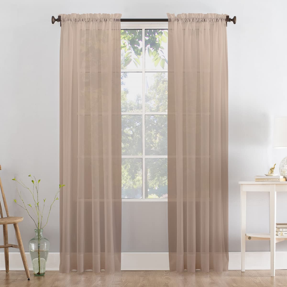 Megachest a pair of slot top voile curtains (Pure White, 56" wideX81 drop 2 Panels) — view 36