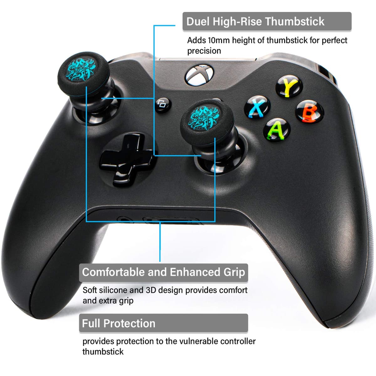 FPS Thumbstick Extender & Printing Rubber Silicone Grip Cover 2 Sets for Xbox Series X/S & Xbox One Controller (Deep Sea Demon Tentacle) — view 2