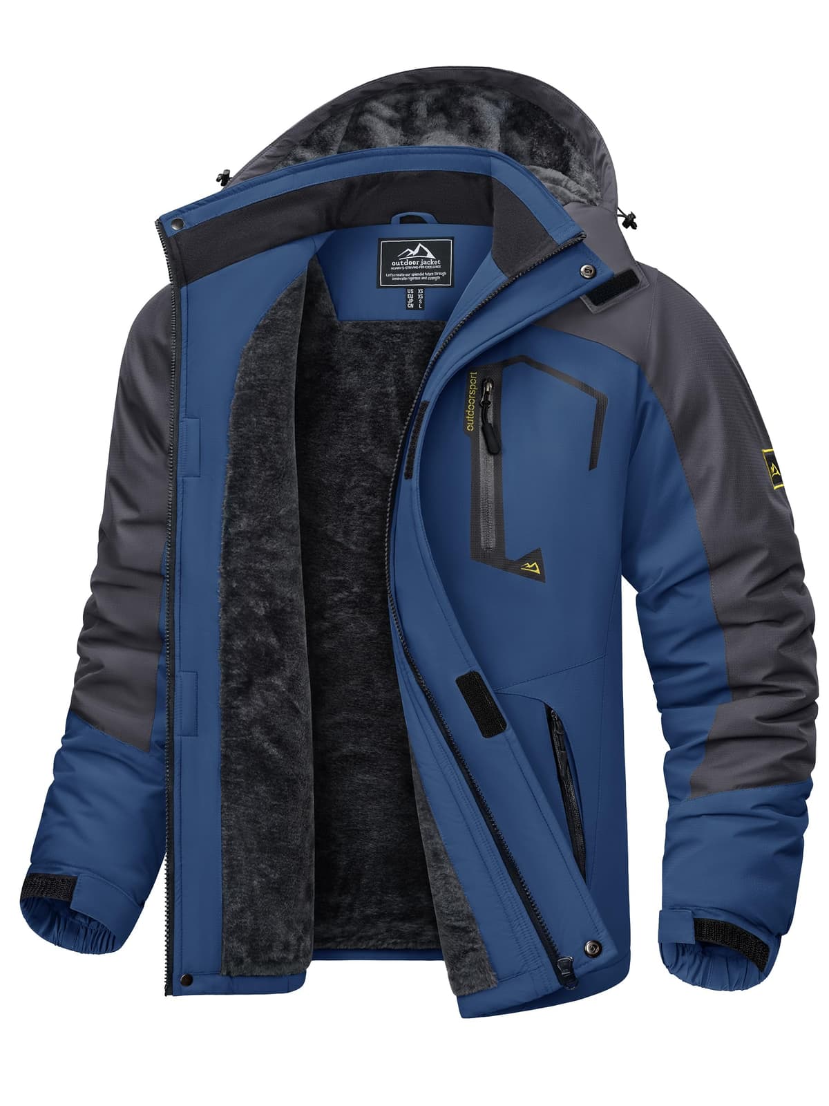 KEFITEVD Hombre Impermeables Lana Chaquetas Impermeables Esquí Cálidos Invierno Abrigos Térmicos Exteriores Abrigos con Capucha Desmontable — view 12