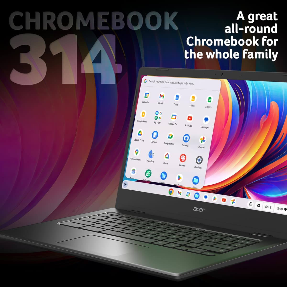 Acer Chromebook 314 CBOA314-1H Laptop - Intel Celeron N4500, 4GB, 64GB eMMC, Integrated Graphics, 14" Full HD, Chrome OS, Black — view 2