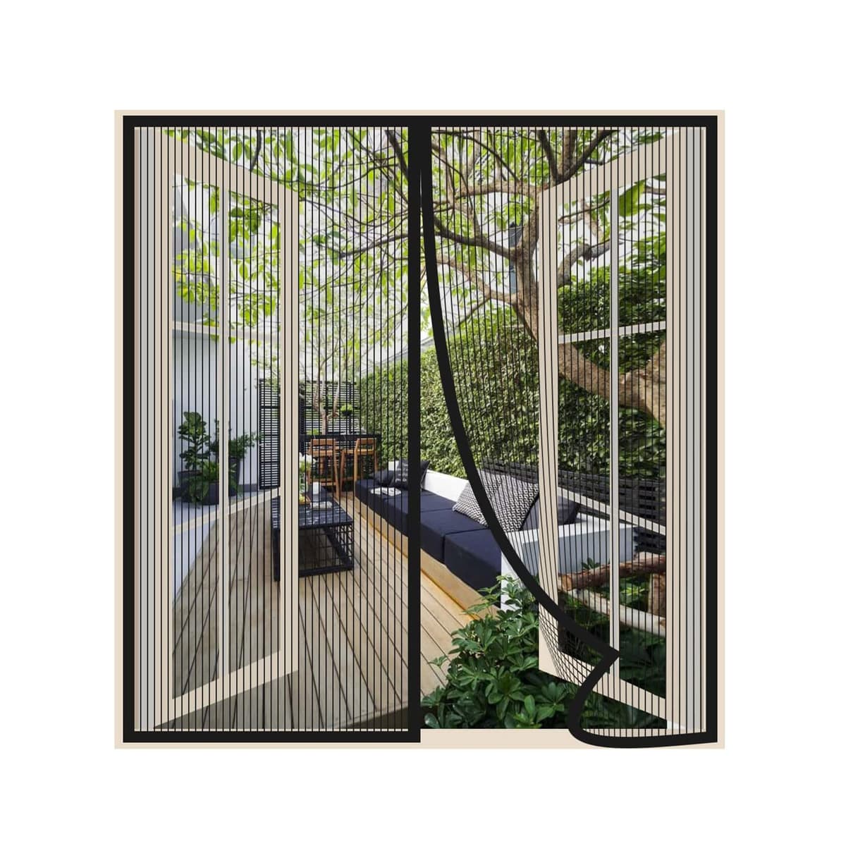 Risareyi Mosquitera Ventana Magnetica 100x115cm, Negro - Cortinas Mosquitera Puerta Magnetica con Imanes, Cierre Automático, Que Entre Aire Fresco