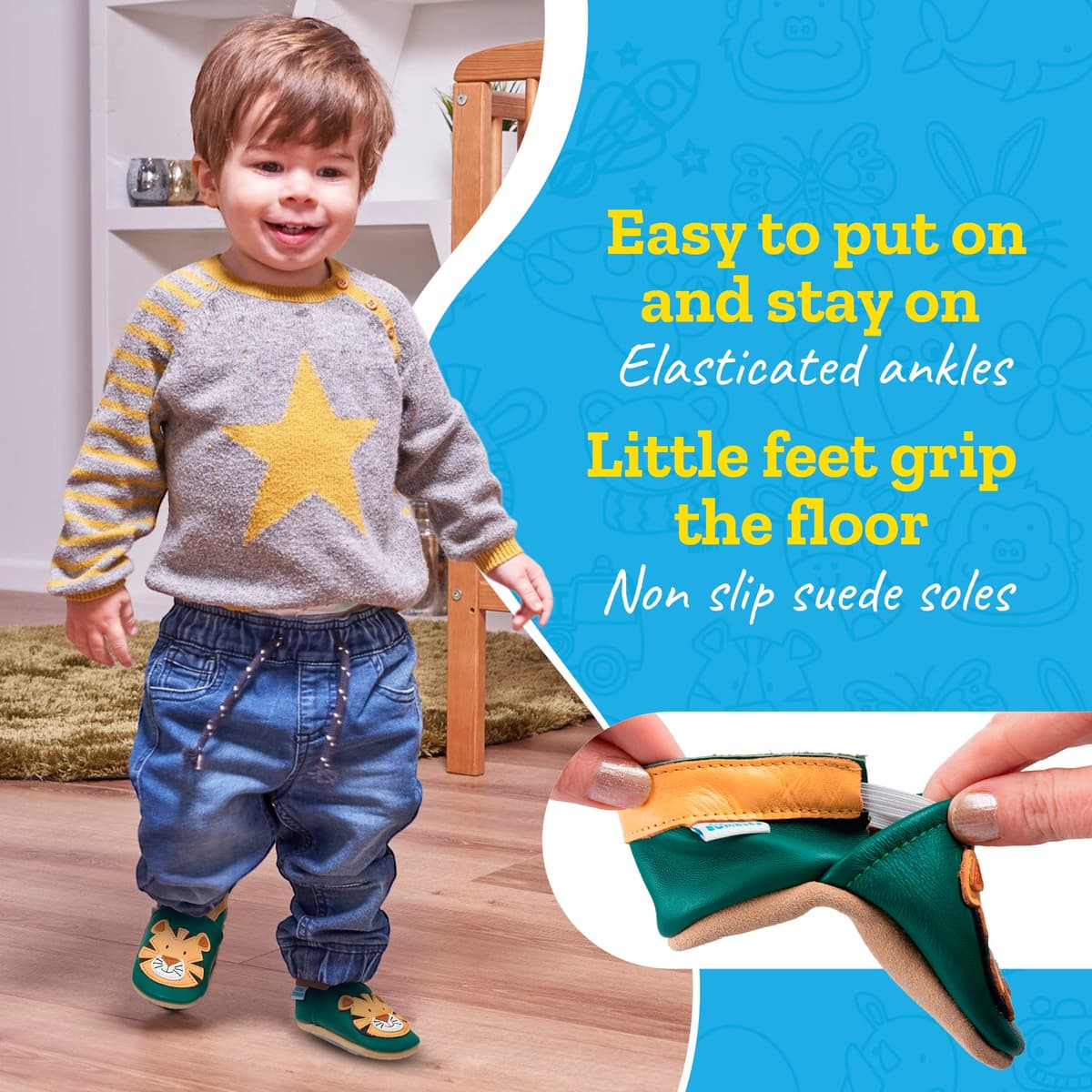 Zapatos de Bebé – Zapatillas de Cuero Niño Niña – Patucos de Piel con Elástico para Bebé - Zapatitos Primeros Pasos - Pantuflas Infantiles 0-6 Meses 6-12 Meses 12-18 Meses 18-24 Meses 2-3Años — view 4