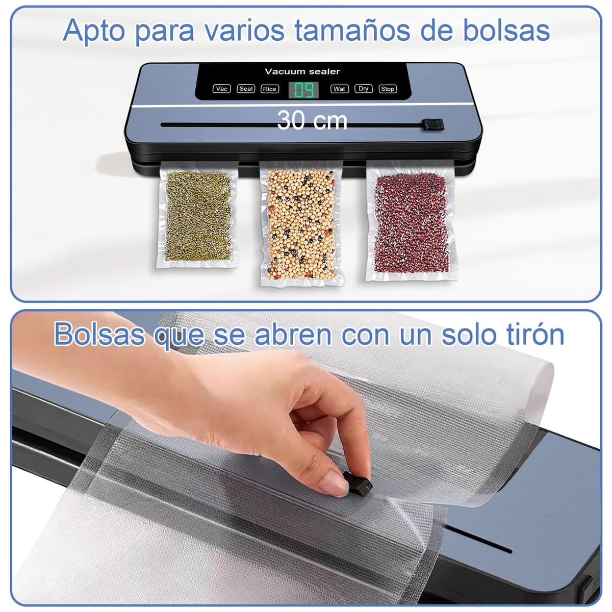 7 in 1 Maquina vacio alimentos, Automático seco que mojado envasadora al vacio, Embasadoras vacio alimentos domestica con Cuchillo de corte, Vacuum Sealer con Tubo de Vacío con 20 bolsas envasar — view 5