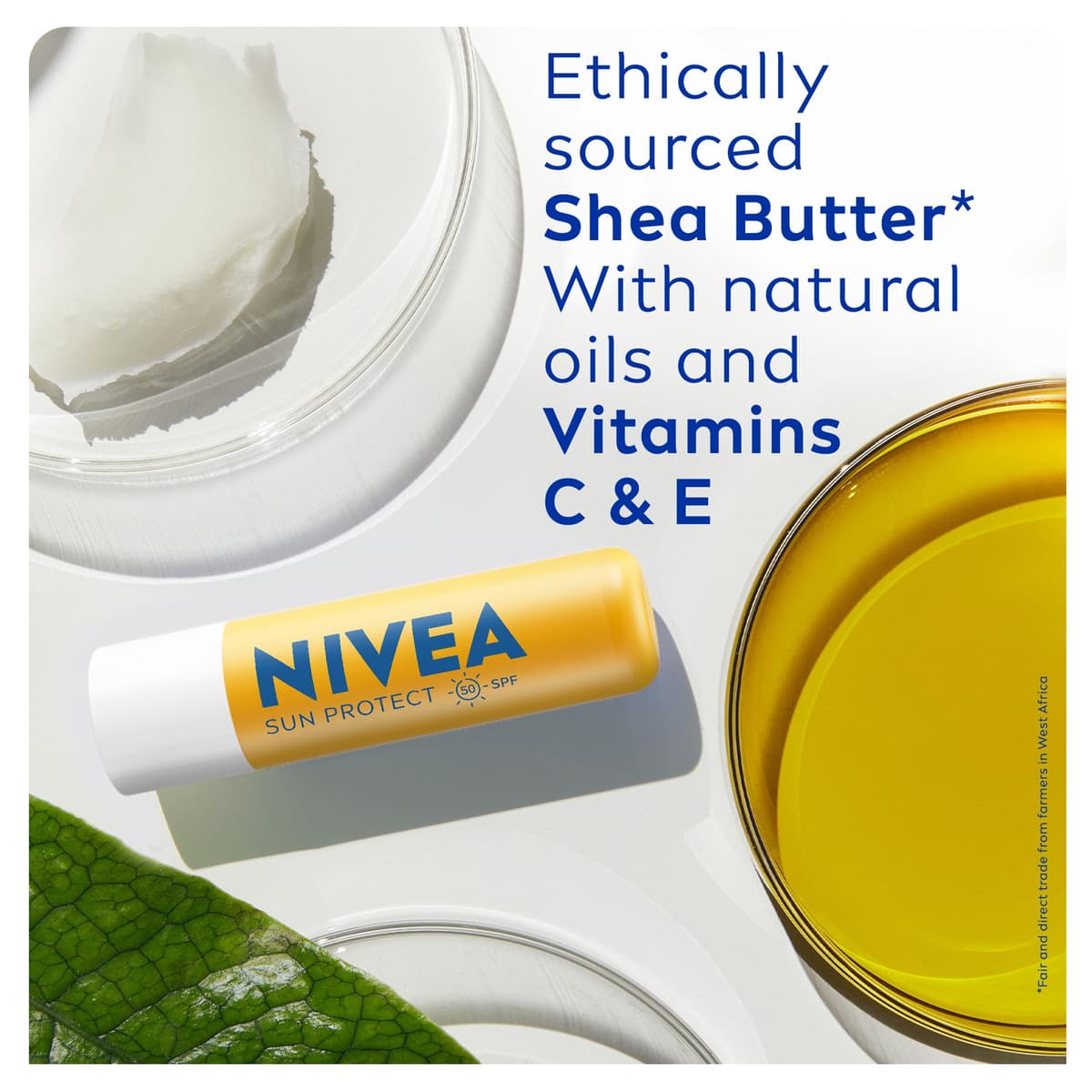NIVEA SUN Protect Caring Lip Balm SPF50 (4.8g), Factor 50 Balm with Shea Butter, Protection Against UVA/UVB Rays with 24H Moisture, Lip Care, No White Cast — view 5