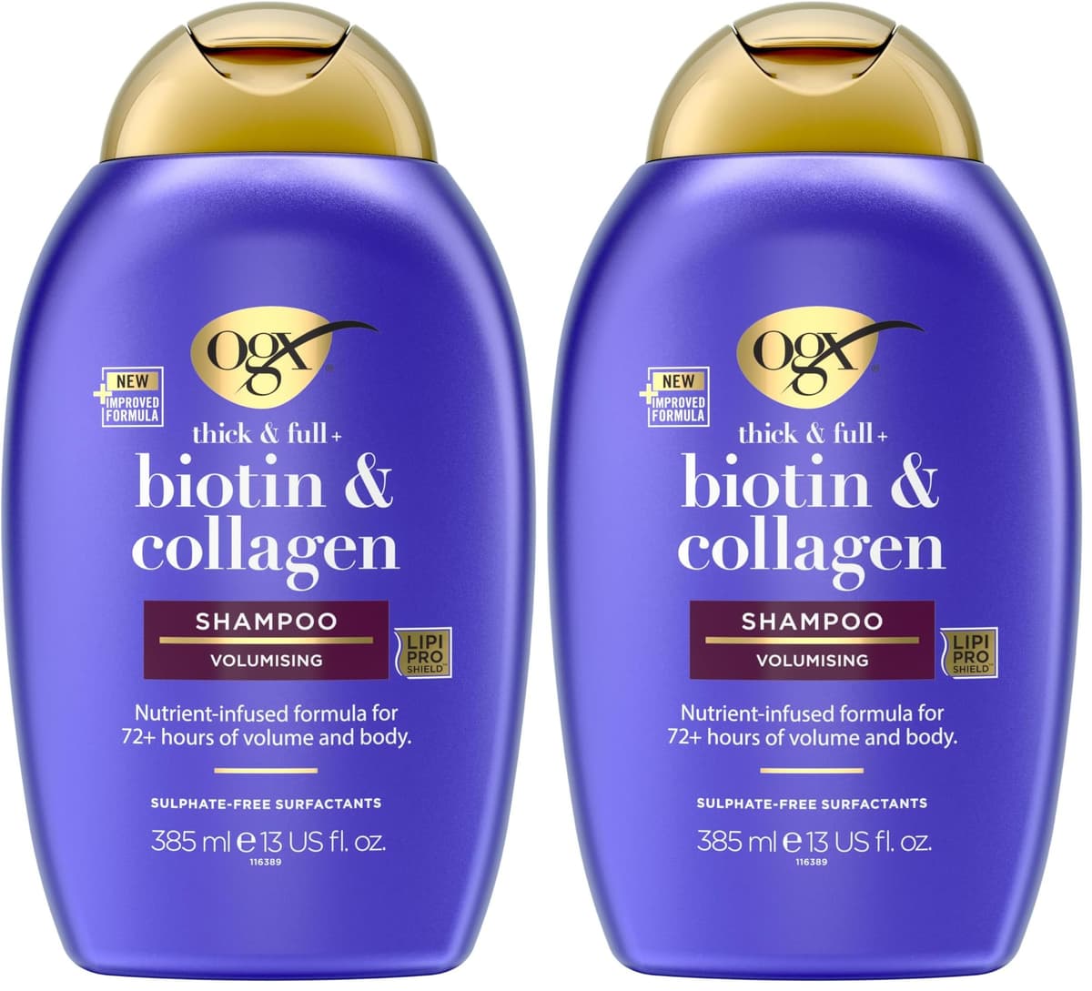 OGX Biotin and Collagen Volumising Hair Shampoo, Thick and Full, with Vitamin B7 Biotin, and Collagen, for Fine Hair, Sulfate Free Surfactants, 385ml — view 10