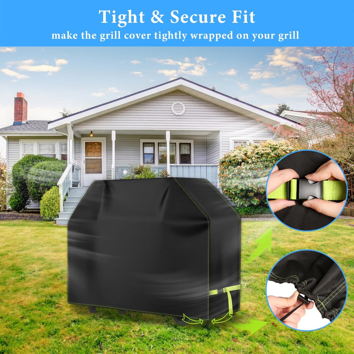Funda Barbacoa Exterior Impermeable, VDISRR 420D Oxford Resistente al Desgarro Funda Protectora para BBQ 117 x 66 x 117 cm, Cubierta de Barbacoa Exterior Anti-Viento/Anti-Polvo/Anti-Humedad/Anti UV — view 5