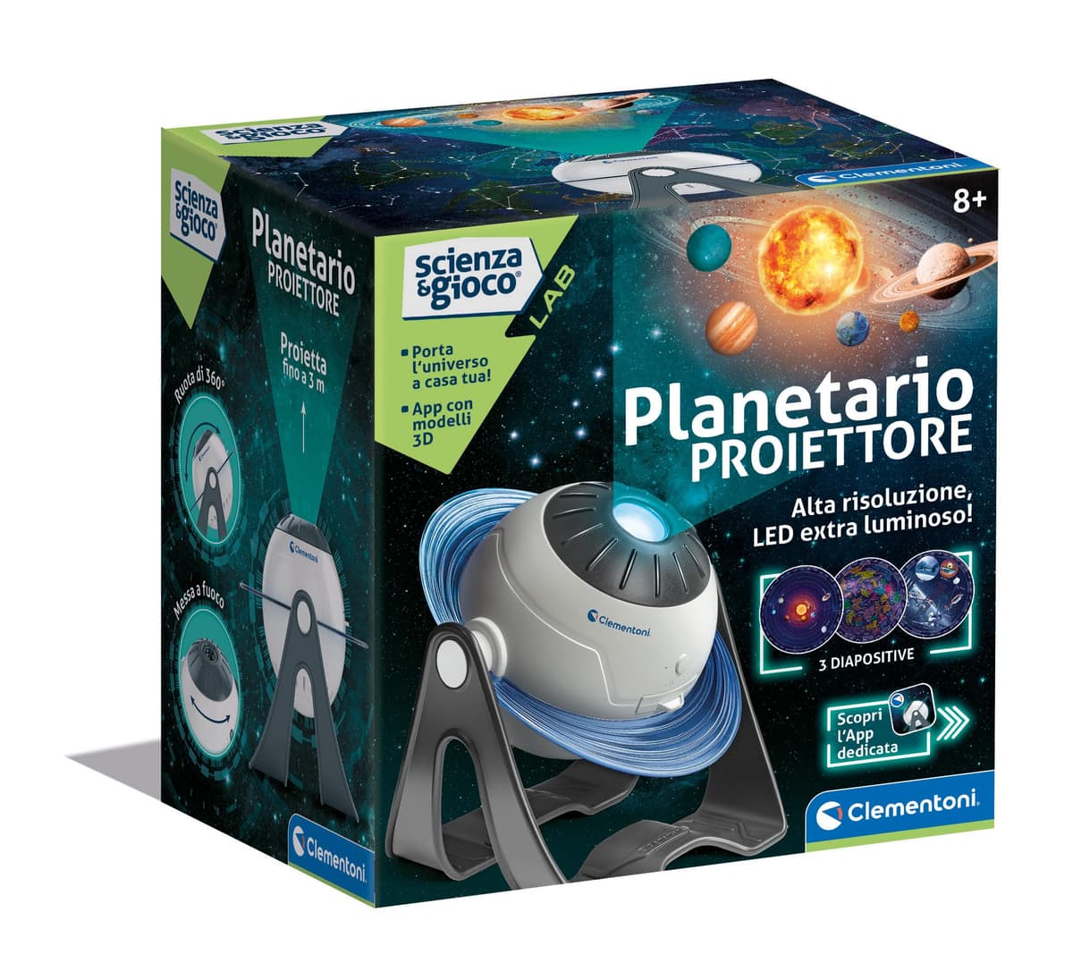 Clementoni Scienza e gioco Lab – Planetario Proyector Delle Stelle Animato 3D, Game Scientifico Bambini 8+ Años, para Descubrir el Sistema Solar y Las Constelaciones, Made in Italy, Idioma Italiano