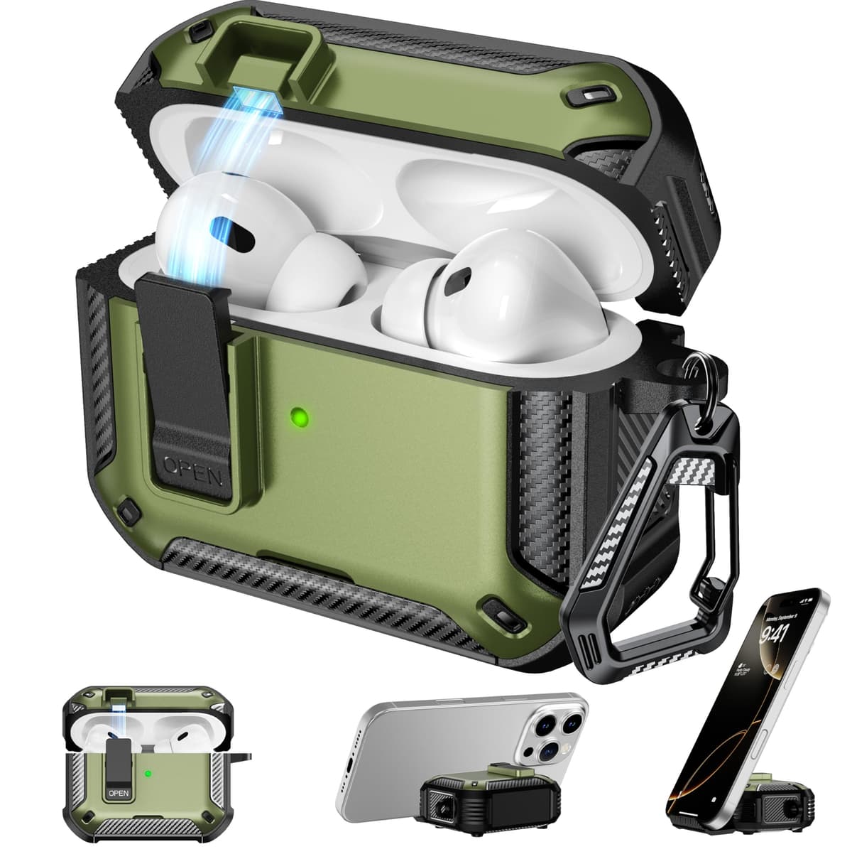 RFUNGUANGO Compatible con Airpods 4 Estuche (2024) con Kit de Limpieza, Clip de Bloqueo Seguro y Estuche de Protección a Prueba de Golpes para Airpods 4ta Generación Lanzamiento 2024,Cielo Estrellado — view 53