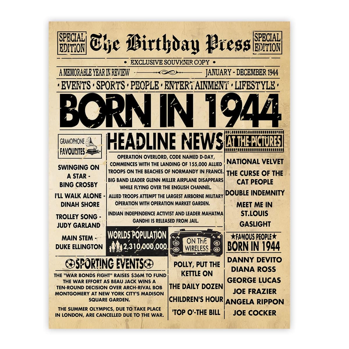 Stuff4 50th Birthday Poster Unframed - Born In 1976 Vintage Newspaper - Happy 50th Birthday Gifts for Women Men Retro Back In 1976, 8x10 Inch Decor Decoration Bday Party — view 46