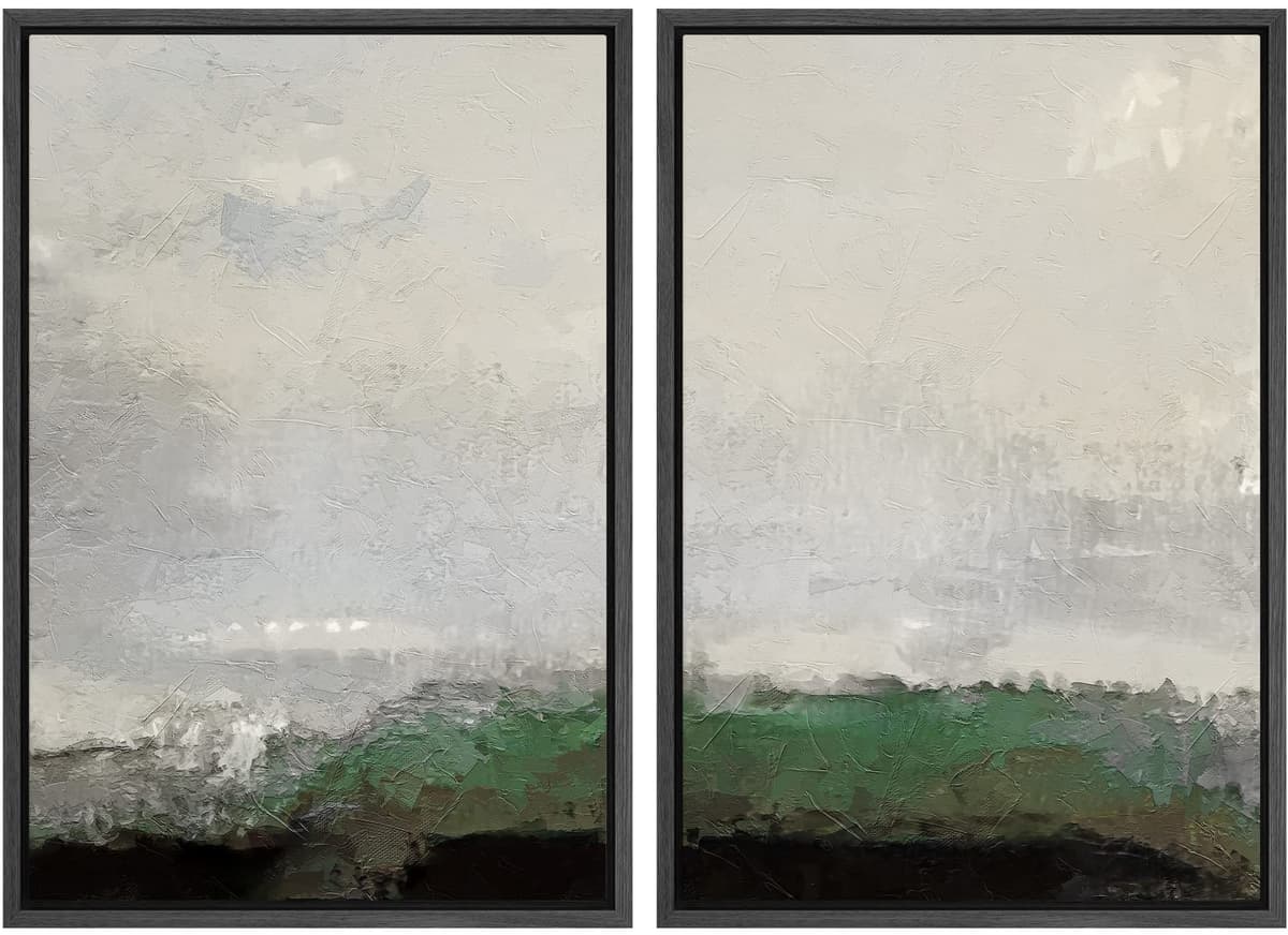 MUDECOR Framed Canvas Print Wall Art Set Watercolor Pastel Duotone Tan Landscape Abstract Shapes Illustrations Modern Art Decorative Contemporary for Living Room, Bedroom, Office - 24"x36"x2 Natural — view 13