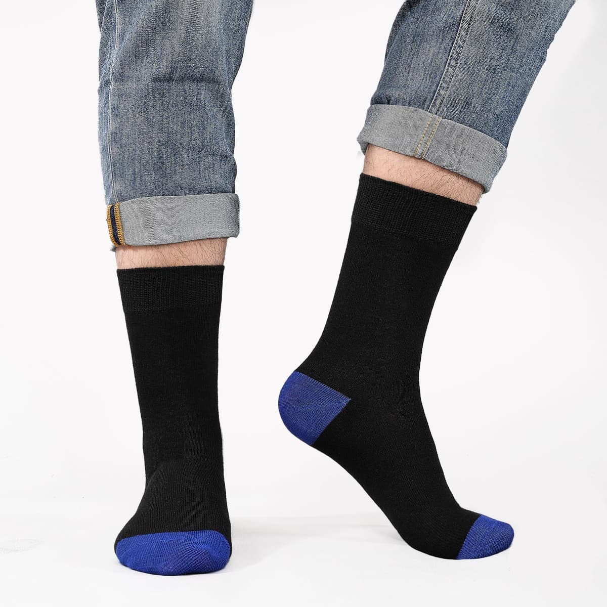 6/10 Pairs Mens Black Socks, Breathable Causal Cotton Socks Men Multipack, Soft Smart Dress Sock with Reinforced Heel & Toe, Suitable for Work and Daily Wear — view 2