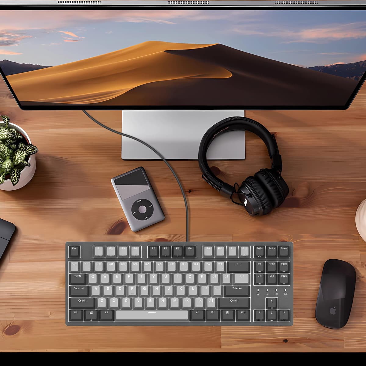 DURGOD Taurus K320 TKL Mechanical Keyboard – Backlight, 87 Tenkeyless Keys, US Layout, USB C Cable, Doubleshot PBT Keys, Programmable Keys, NKRO, Windows & Mac (Cherry MX Brown, Corona) — view 3