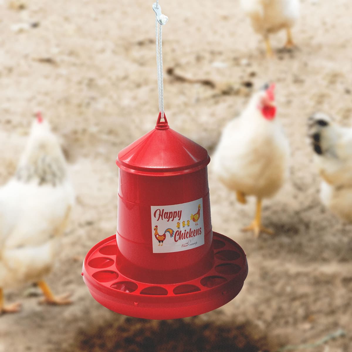 FINCA CASAREJO Comedero para Gallinas con Sistema Antidespilfarro - Tolva Happy Chickens 12 kg - Plástico Resistente para conservar el alimento - Incluye Guía Práctica de Alimentación — view 4