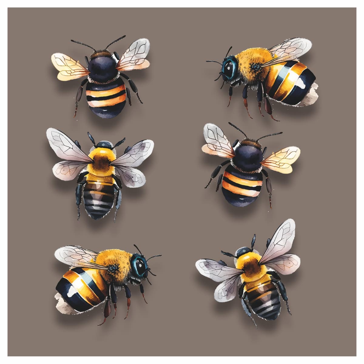 Bumblebee Wall Stickers, Hardwearing Waterproof 0% Transparency Decals, DIY Peel & Stick Perfect to Cover Marks, Wall Decor, Weatherproof for Cars & Other Home Projects. LaoGraphics® (6 Bees, A5) — view 6