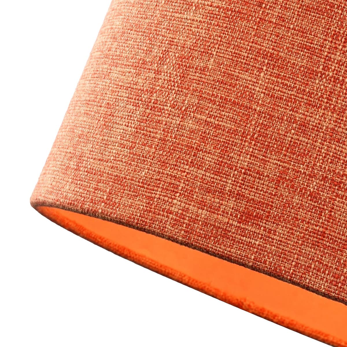 Contemporary and Sleek 12 Inch Rustic Orange Linen Fabric Drum Lamp Shade 60w Maximum | 30cm Diameter | for Table Lamp or Pendant by Happy Homewares — view 5