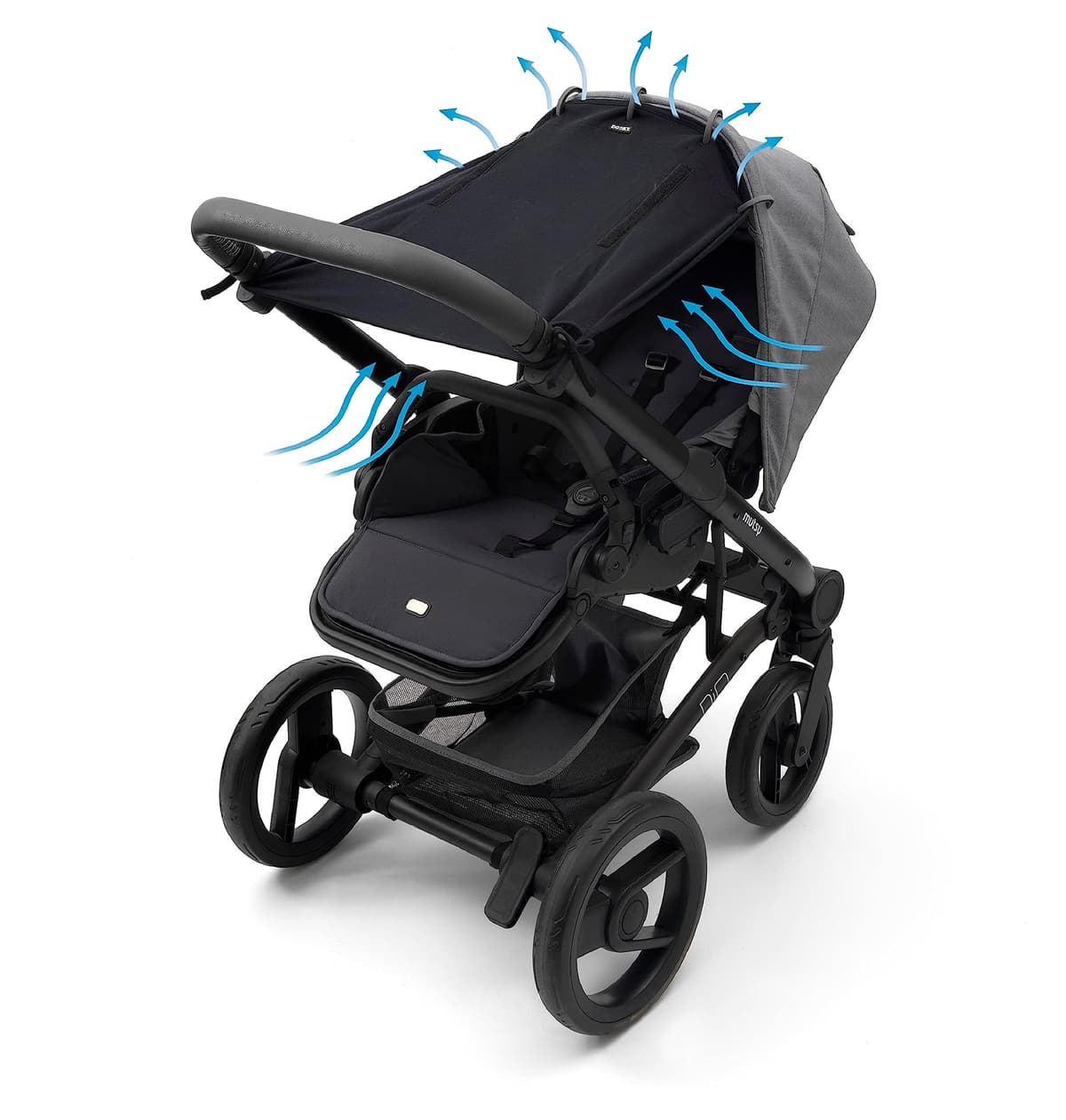 Dooky Sunshade for Baby Car Seat/ Pram/ Stroller/ Pushchair, Universal Fit, Protects from Sun, Wind and Light Rain, UPF 50+ UV Protection, Easy to Install and Wash, Plain Black — view 2