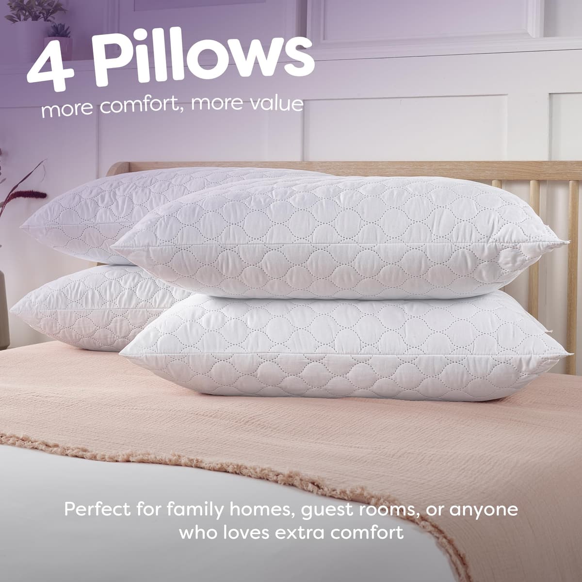Slumberdown Pillows 4 Pack Hotel Quality – Firm, Plump Hypoallergenic Pillows for Back & Side Sleepers, Sleep Better. Feel Better — view 6