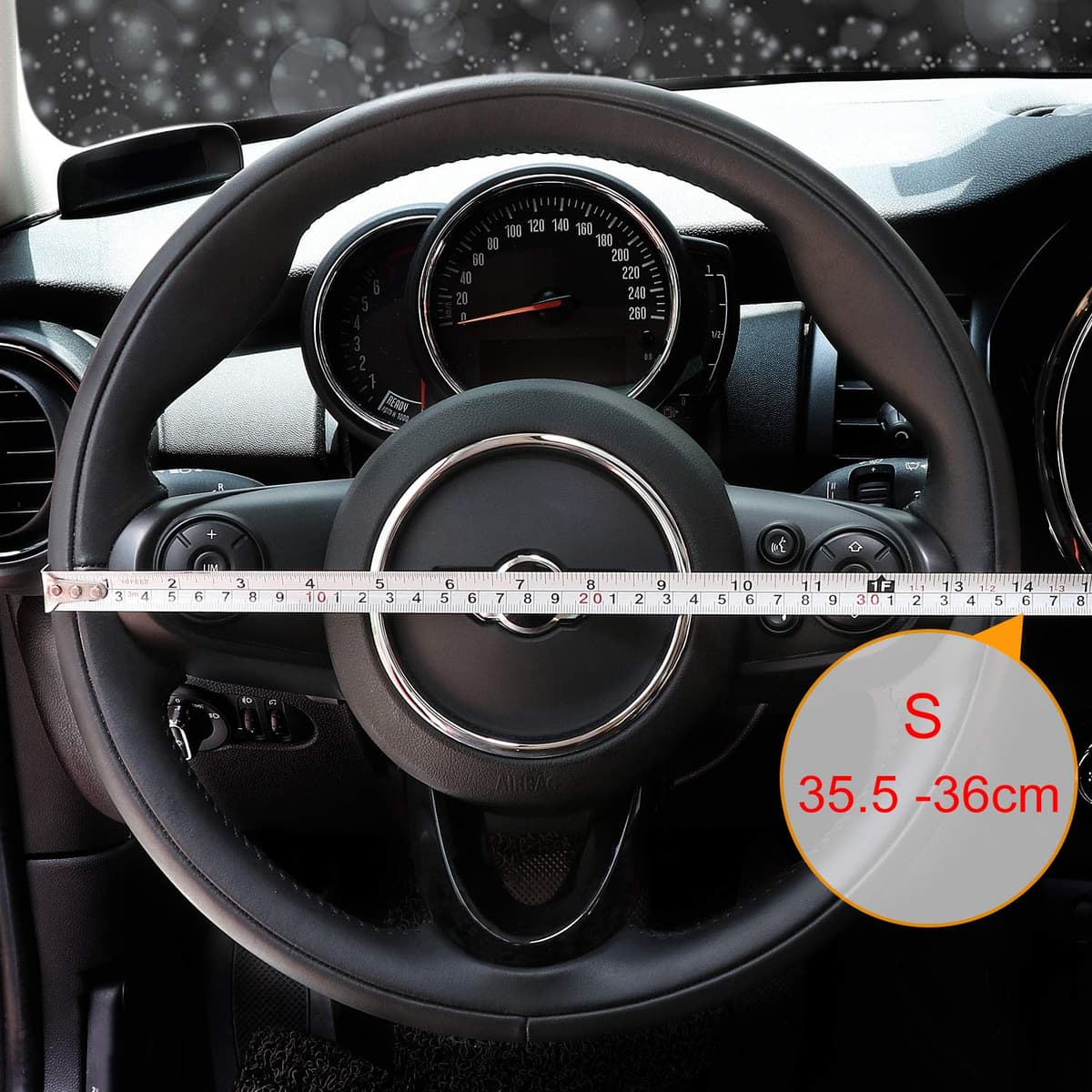 COFIT Microfiber Leather Steering Wheel Cover, Anti-slip Universal Protective Wrap, Car SUV Truck Interior Decor Accessories, Size S 35.5-36cm Black — view 3