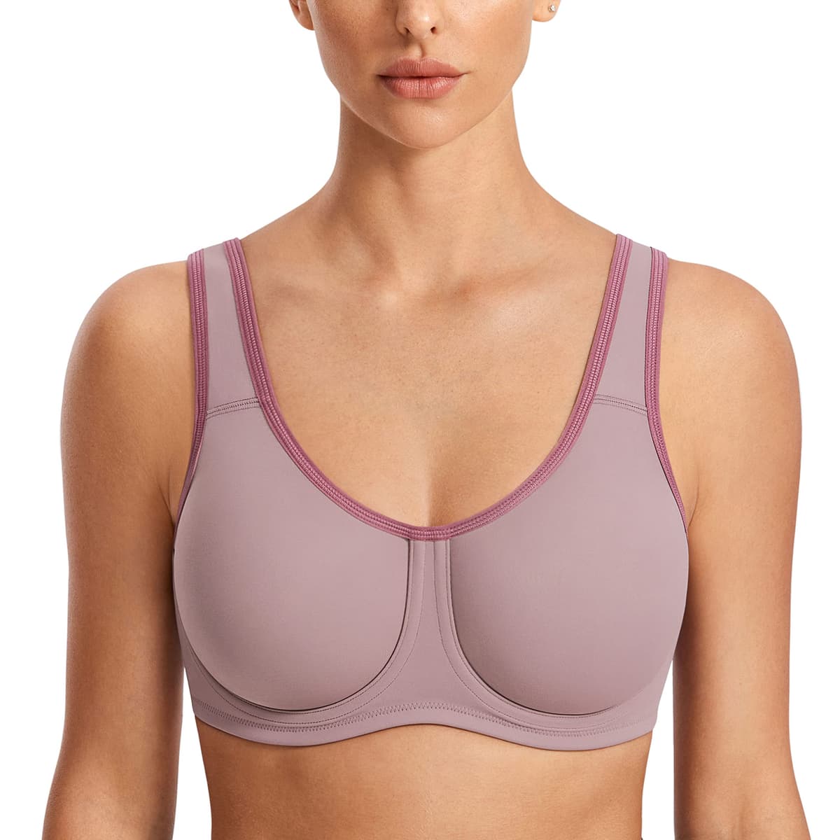SYROKAN Women's Max Control Solid High Impact Plus Size Underwire Sports Bra for Large Breasts — view 8