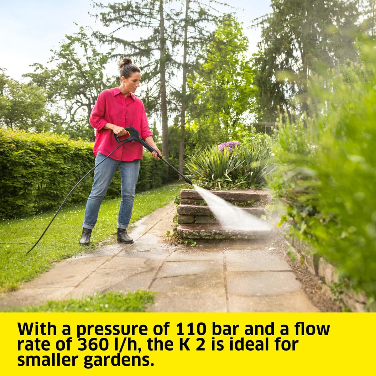 Kärcher high-pressure washer K 2, pressure: max. 110 bar, flow rate: 360 l/h, area: 20 m²/h, weight: 4.2 kg, high-pressure gun, high-pressure hose, dirt blaster — view 3