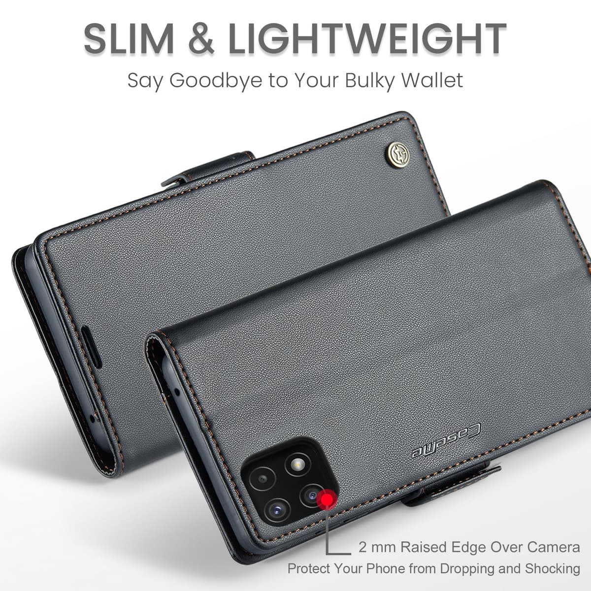 Phernykas for Samsung Galaxy A22 5G(Not compatible A22 4G) Wallet Case with Card Holder, Kickstand RFID Blocking Magnetic Closure Protective Leather Case for Samsung A22 Flip Case Wallet - Black — view 6