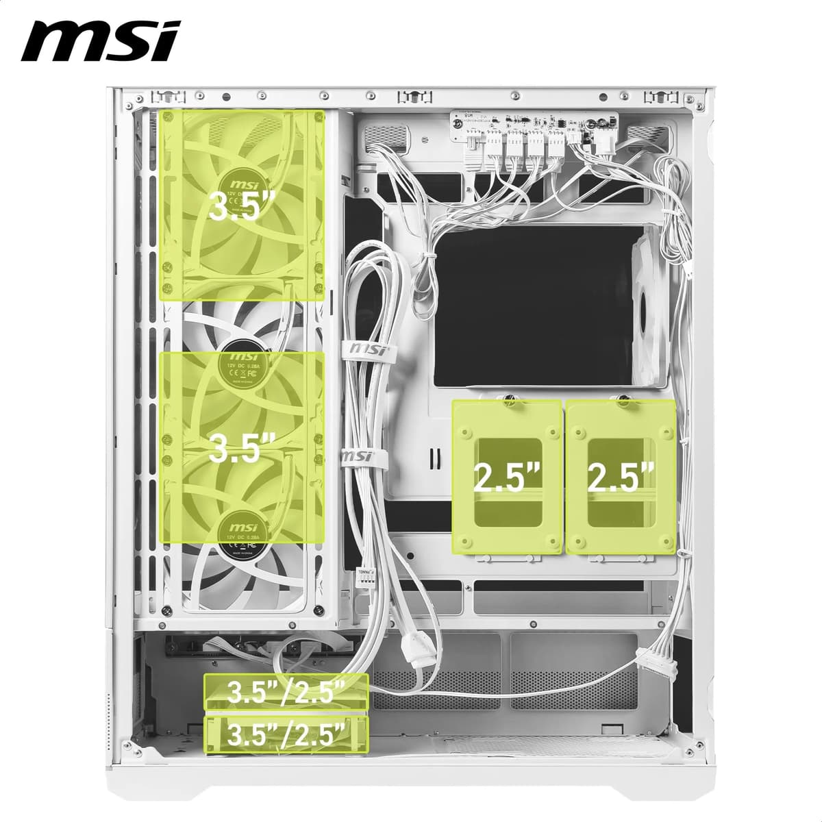MSI MAG PANO 110R PZ WHITE - Mid-tower Gaming PC Case - Supports up to 400 mm GPU in length, Removable Dust Filters, USB 20Gbps (Type-C), Back-connect ATX & Micro-ATX Motherboard support. — view 5