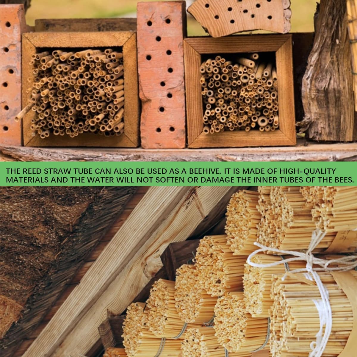 Mason Beehive Tubes, 200PCS Reed Pollination Bee Nesting Tubes, Bee House Tubes Refill,0.6-1cm Honeycomb Reed Tube, for Garden Honeybee Habitat Protection - Natural Reed Straws — view 4
