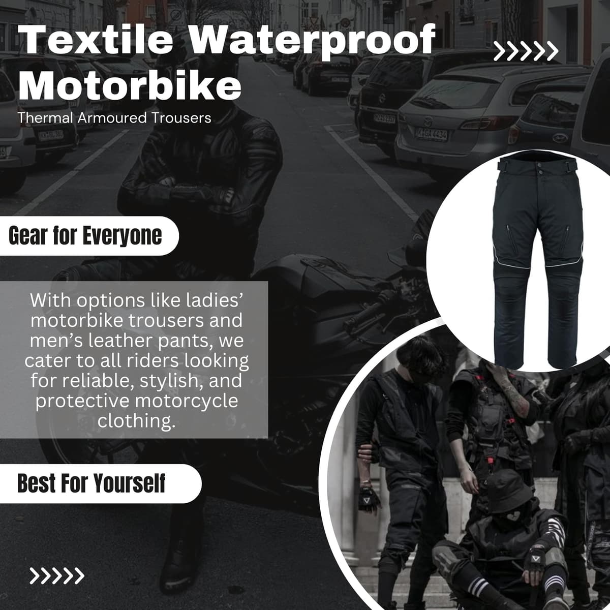 Sterling Sports®Men Textile Waterproof Motorbike Motorcycle Thermal Armoured Trousers Cargo Pant Black Cameo Grey Green — view 6