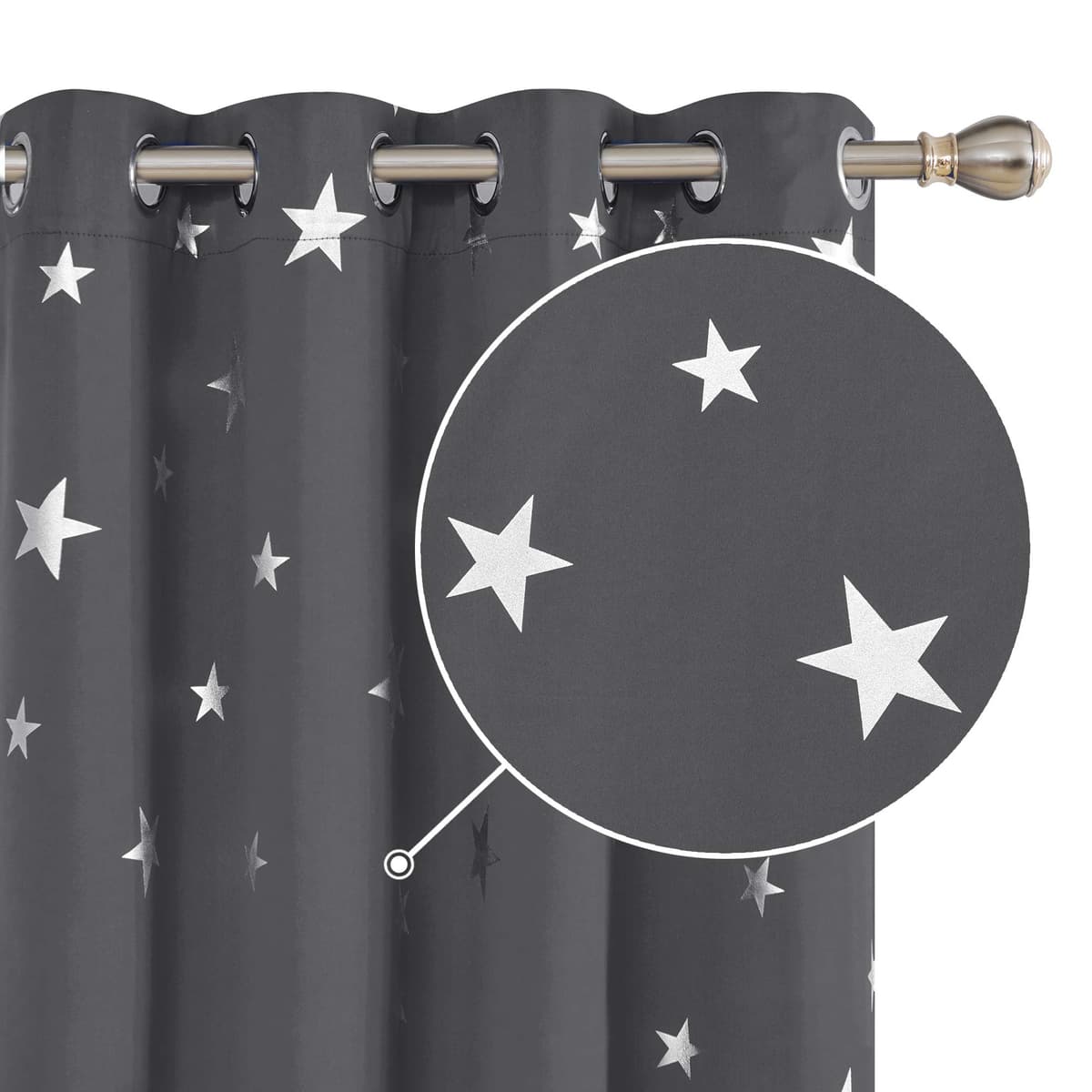 Deconovo Navy Blue Curtains for Living Room Super Soft Thermal Insulated Star Foil Printed Eyelet Blackout Curtains 46 x 54 Inch 2 Panels — view 16
