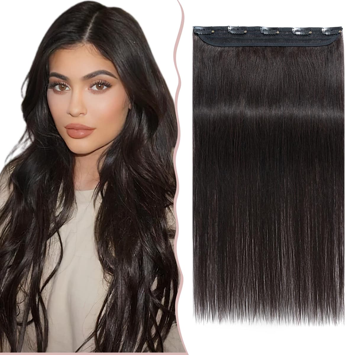 12 inch Clip in Hair Extension Human Hair One Piece 100% Real Remy [#2 Dark Brown] 3/4 Full Head Straight Hair Pieces for Women Invisible Short (40g) — view 46