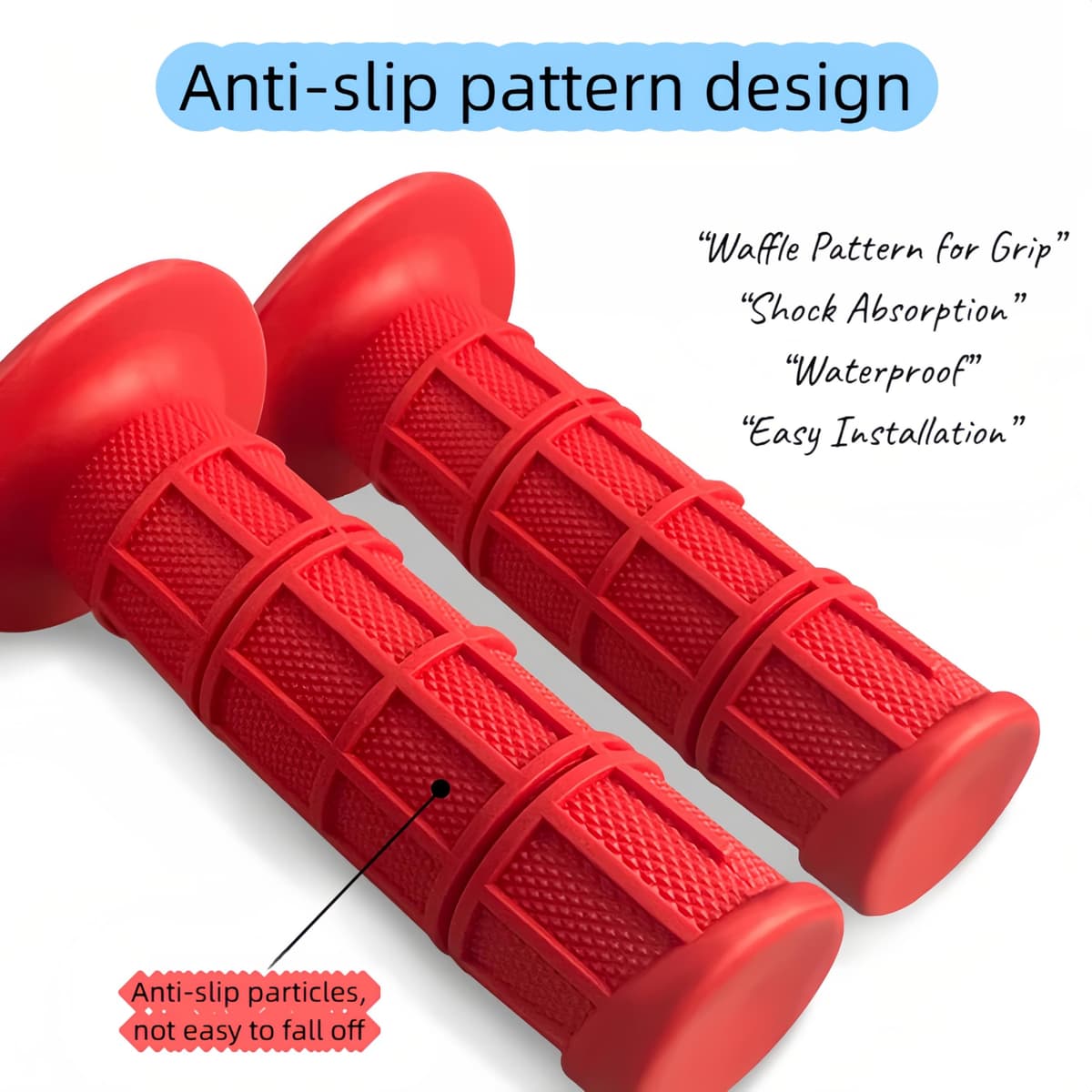 Professional Waffle Grip Motorcycle Handlebar Grips - Anti Vibration, Waterproof, Non Slip - Universal 7/8" Fit for Harley, Yamaha, Honda, Dirt & Street Bike,Vibrant Colors — view 3