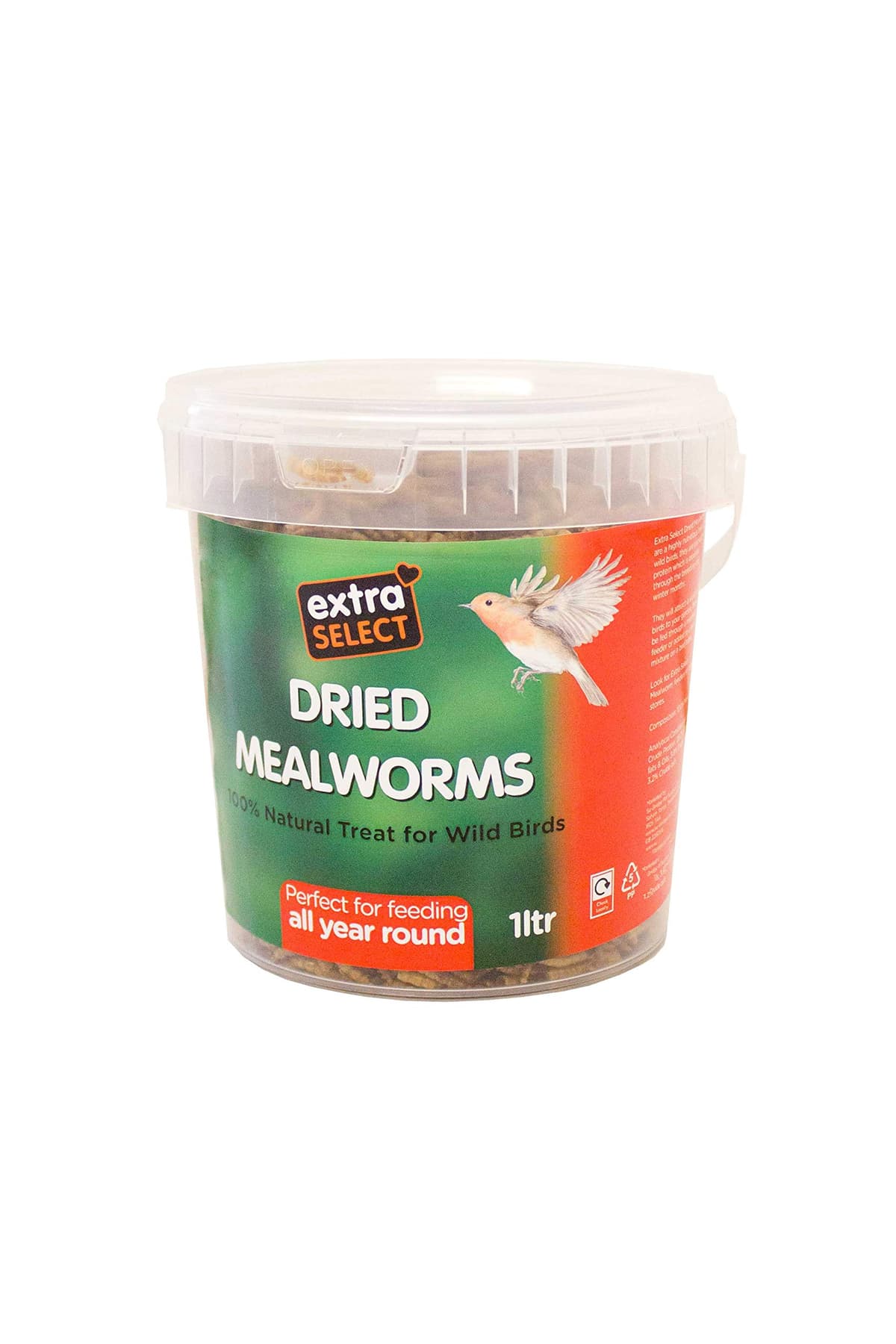 Extra Select Dried Mealworms for Wild Birds: Protein Rich Wild Bird Food for Robins and Wildlife - Meal Worms for Garden Birds - 500 ml — view 9