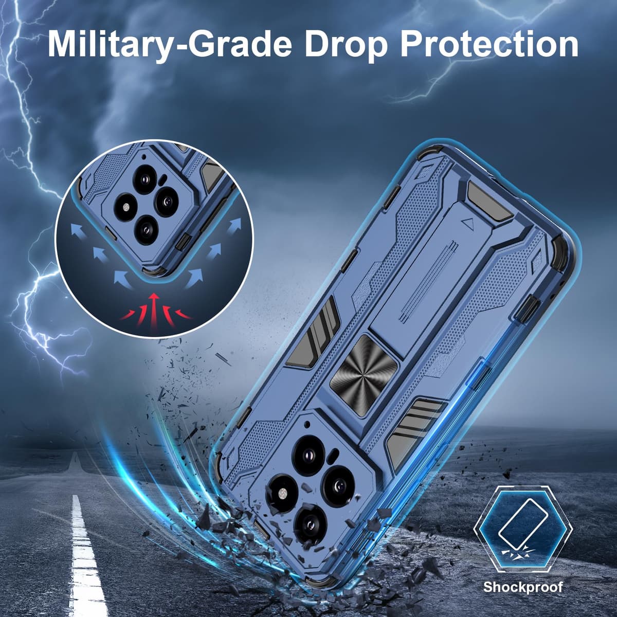 Funda para CMF Phone 2 Pro, Carcasa Antigolpes con Soporte anular metálico, Case Protectora de Grado Militar, Negro — view 1635