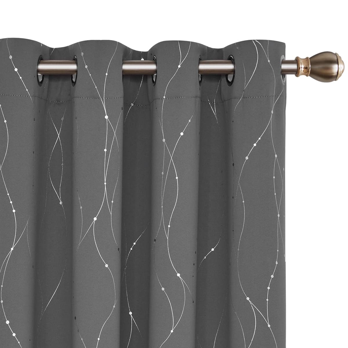 Deconovo Soft Dotted Line Foil Printed Blackout Curtains Thermal Insulated Curtains Eyelet Energy Efficiency Room Darkening Curtains for Bedroom 52 x 72 Inch Light Grey 2 Panels — view 36