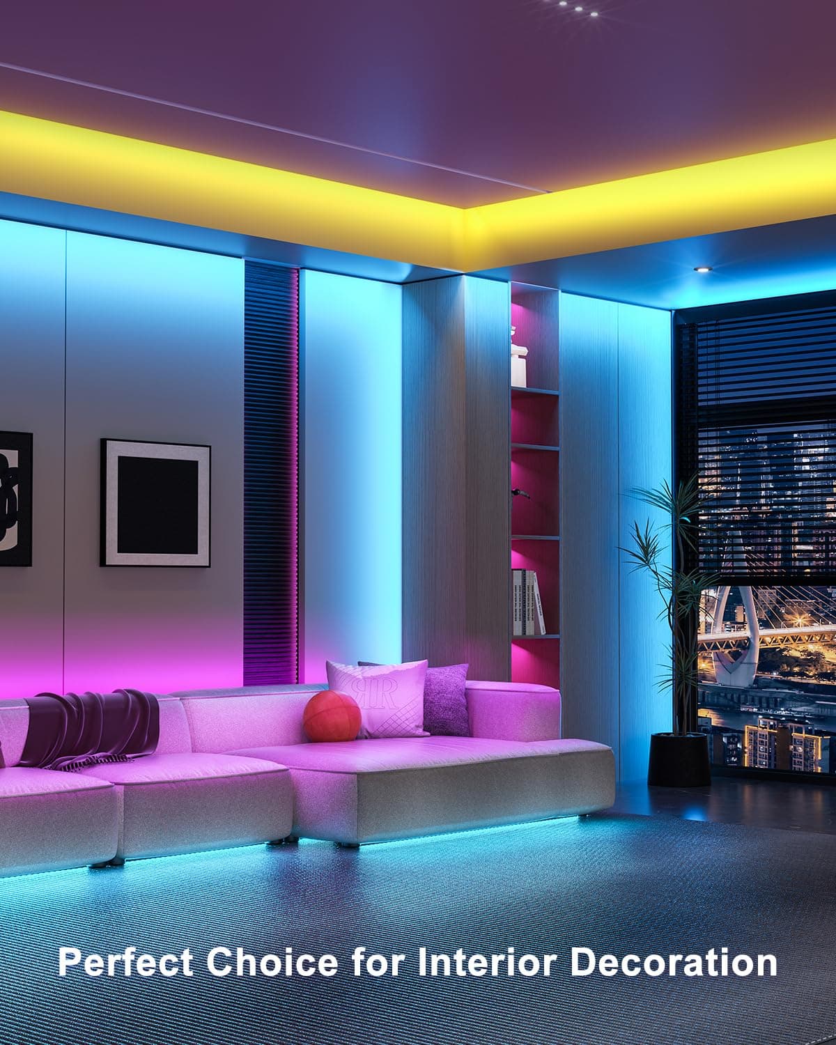 Mexllex LED Strip Lights 30m, Ultra-Long Lights Strip Music Sync Color Changing, Led Lights with App Control Remote, RGB Tape Light for Home Bedroom Party (2x15) — view 4
