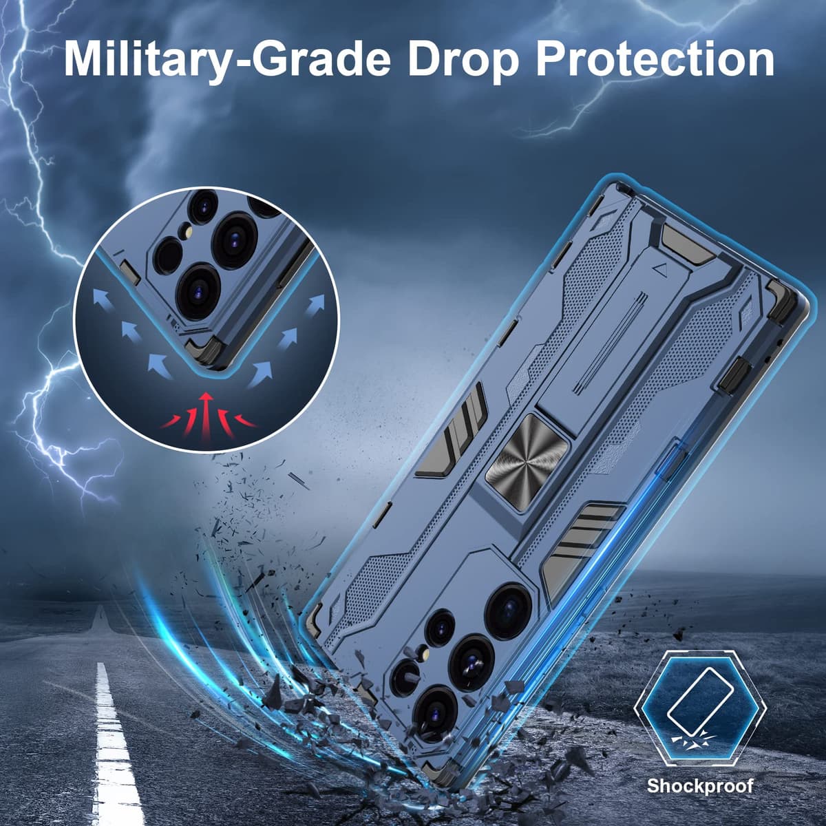 Funda para CMF Phone 2 Pro, Carcasa Antigolpes con Soporte anular metálico, Case Protectora de Grado Militar, Negro — view 1073