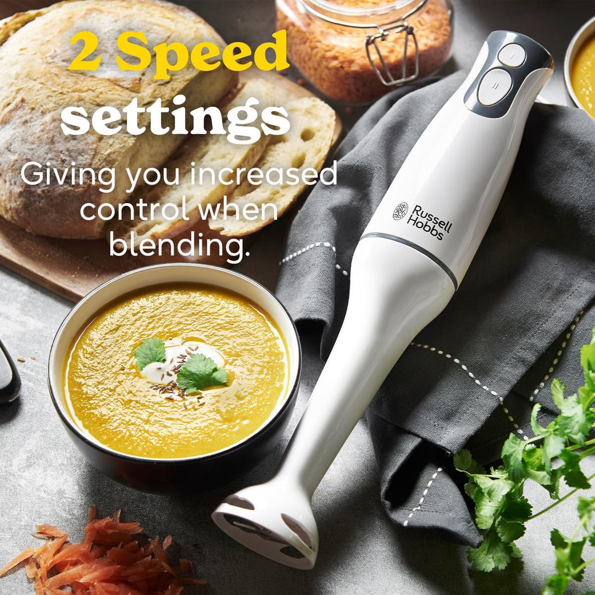 Russell Hobbs Food Collection Electric Hand Blender, 2 Speeds and Pulse Technology, Detachable blending leg for easy cleaning, Stainless steel blades, 200W, 22241 — view 4