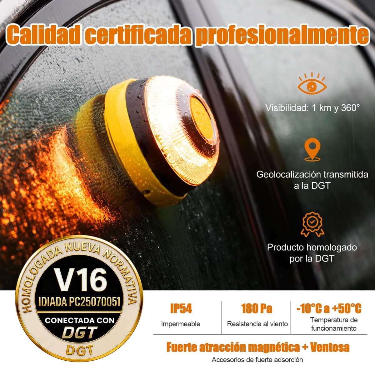 Beacon V16 Approved DGT with Geolocation Emergency Light V-16 Connected DGT 3.0 with SIM and Data up to 2038 (S-1PCS) — view 4
