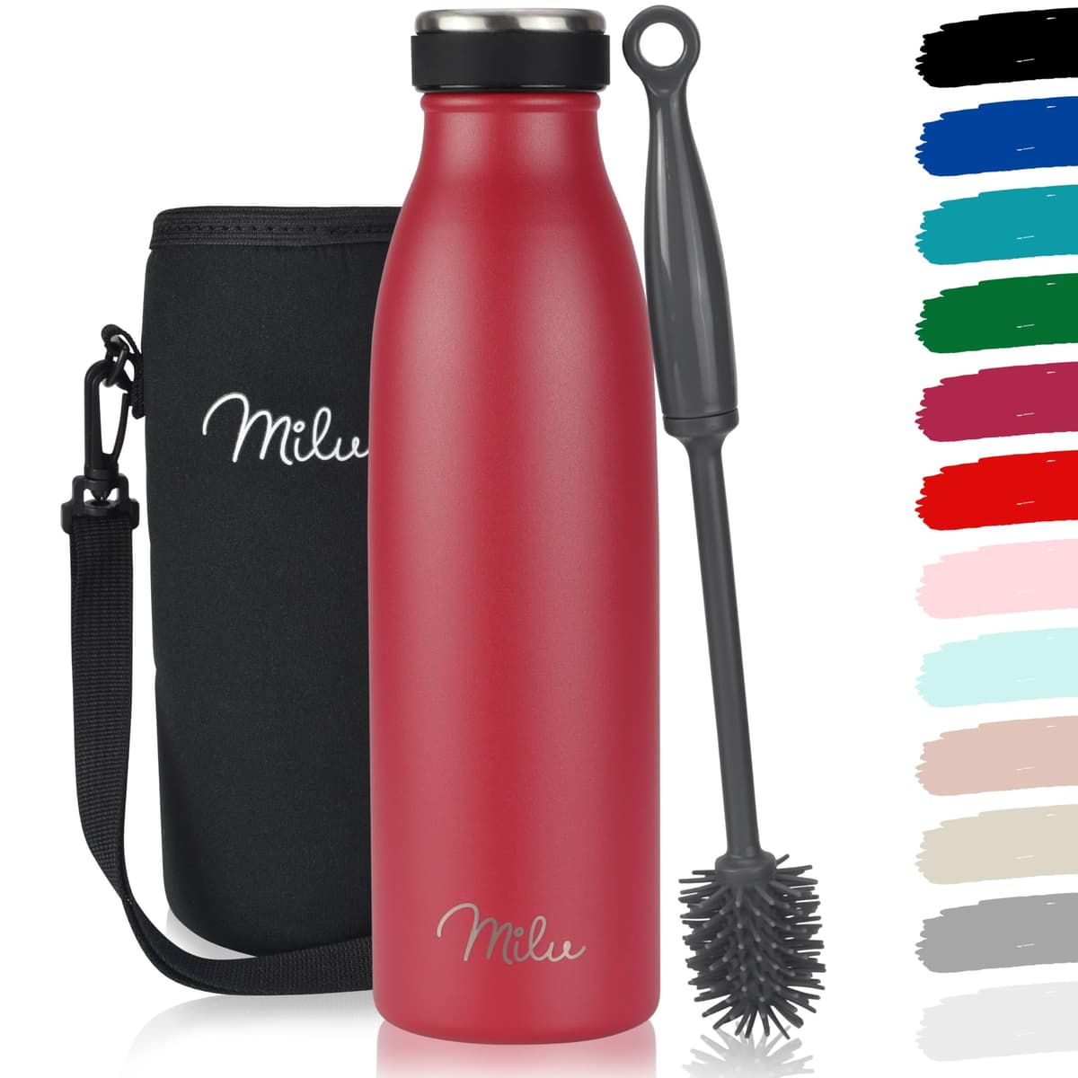 Milu Stainless Steel Drinking Bottle 1500 ml - Insulated Thermo Flask for Water - Leak Proof, Insulated and Double Walled, Carbonated (Granite Navy Blue, 1,5L) — view 48