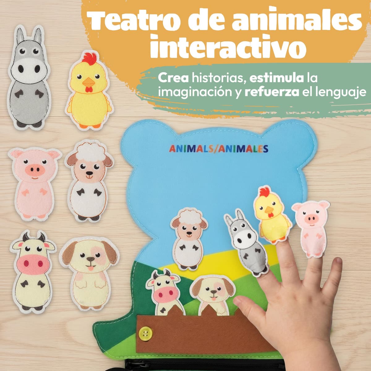 Busy Board Montessori +3 años de Fieltro - Busy Book Sensorial con Letras, Números y Animales - Juego Montessori 3 años con Habilidades de Motricidad Fina - Diseño Panda — view 4